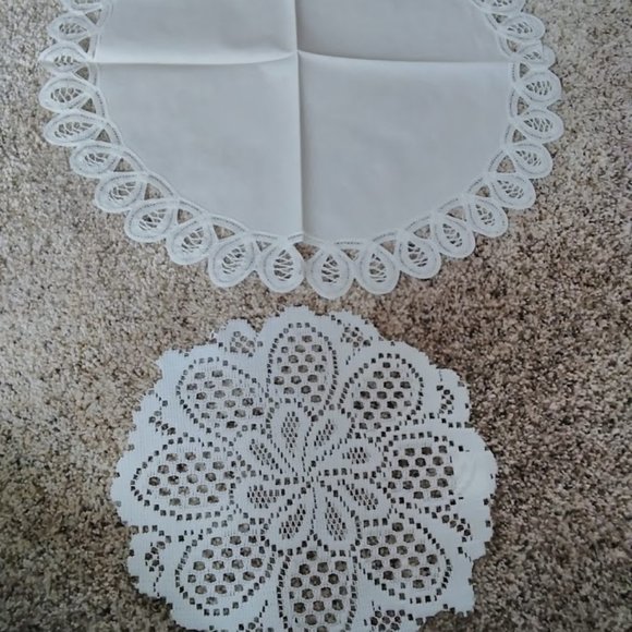 2 Vintage Doilies-White